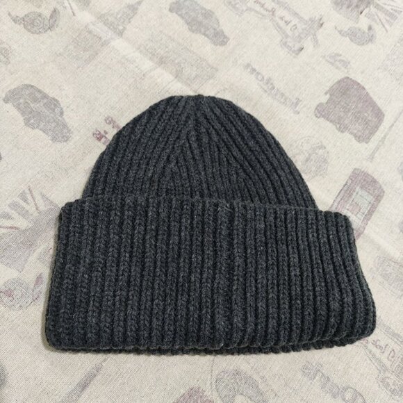 Acne Studios Folded Cuff Cozy Knit Black Beanie main image 6